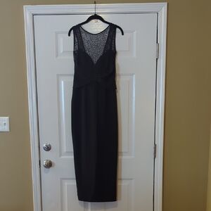 Vintage 1990s Datiana Dress, Black With Lace & Sweetheart Neckline Size 4